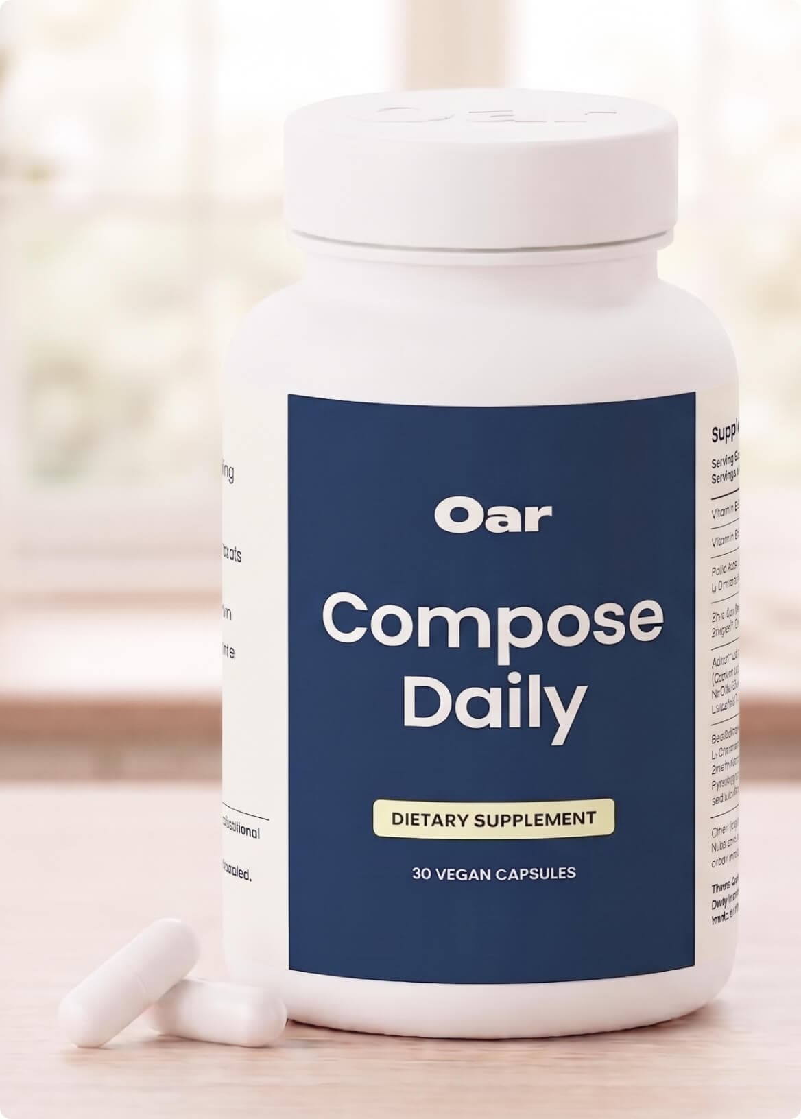 Image of Compose Daily Supplement bottle by Oar Health