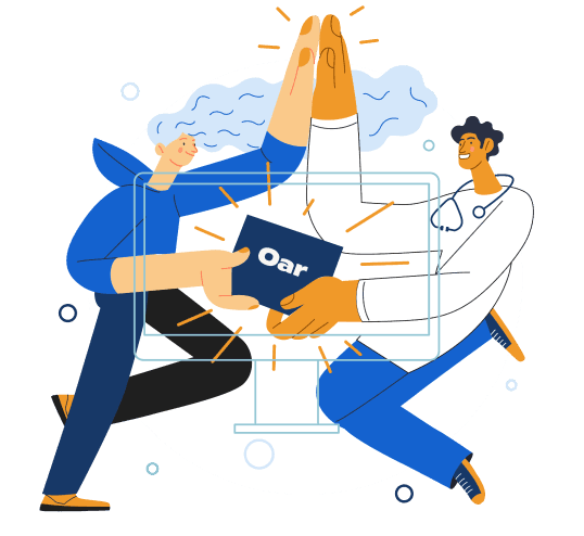 illustration of a doctor and a patient high-fiving