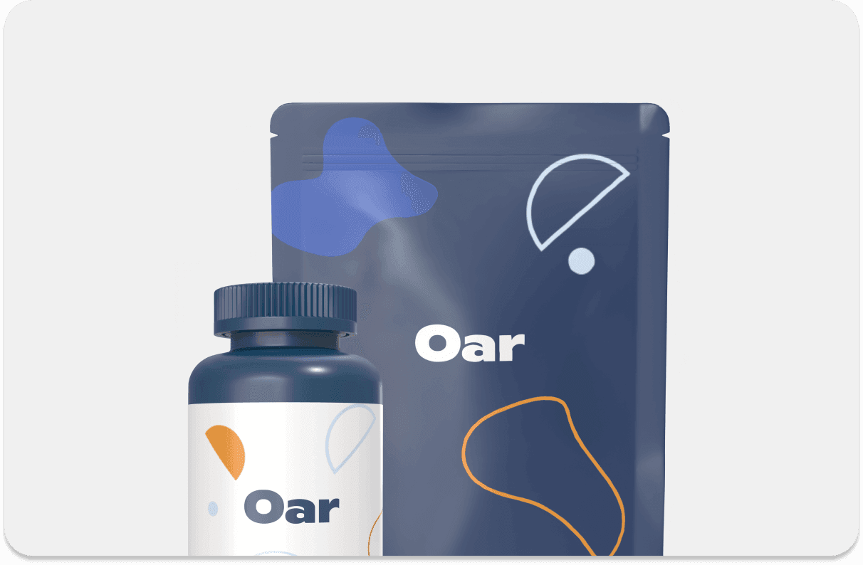 Oar medication bottle in Oar packaging
