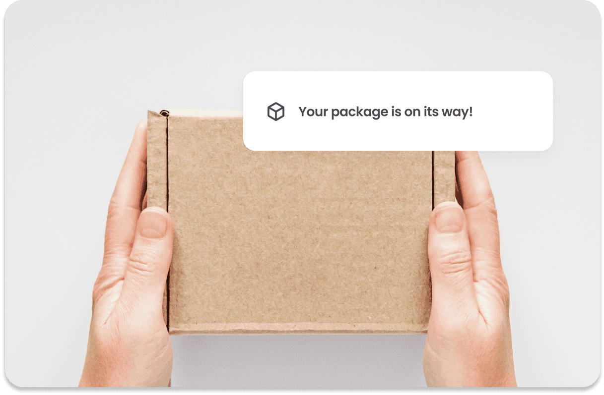Hands grabbing a small discreet package with no label
